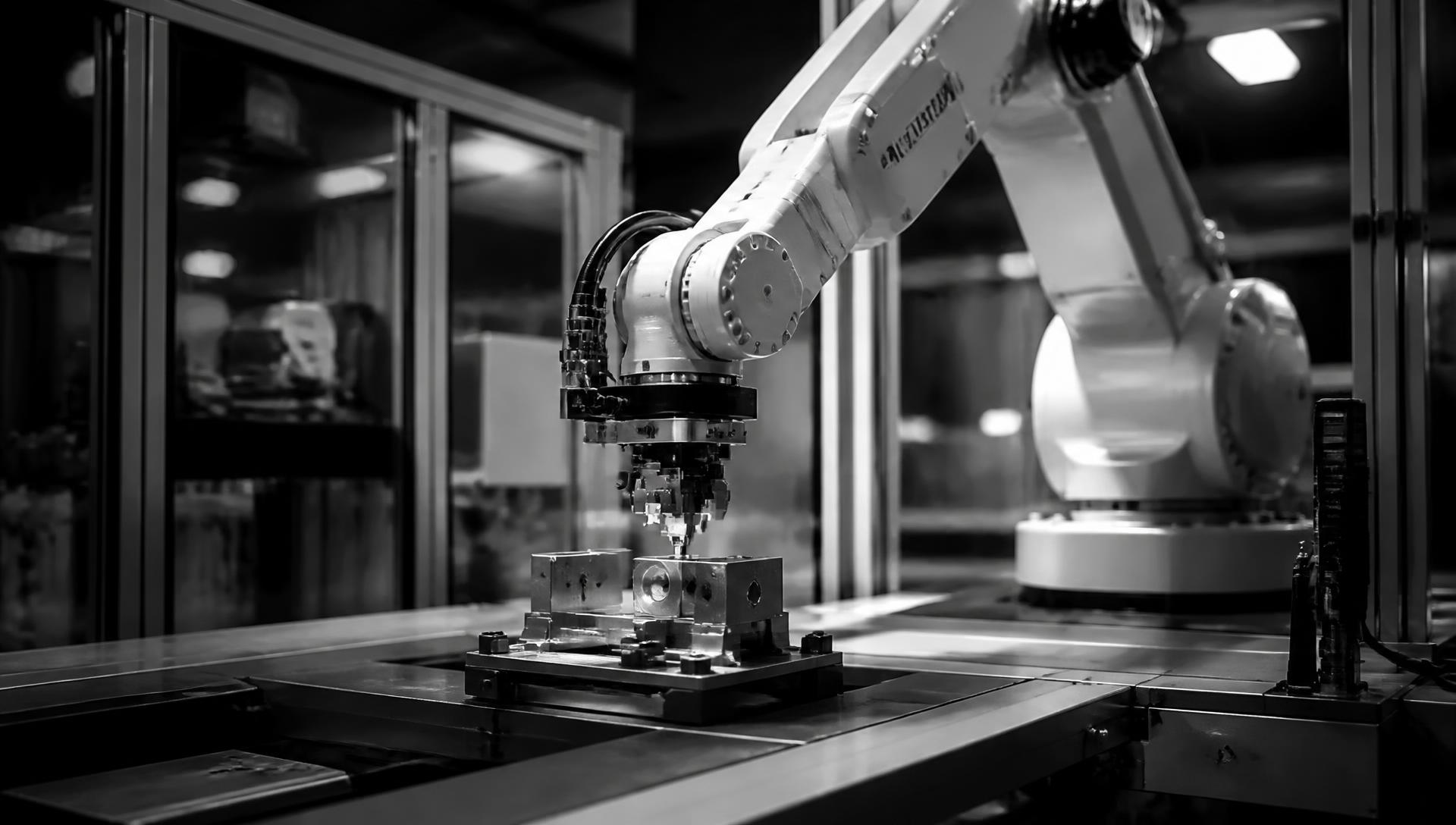 Industrial machine at work in a production hall